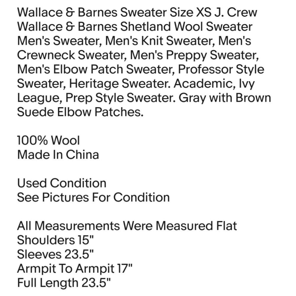 Wallace & Barnes Sweater Size XS J. Crew Wallace & Barnes Shetland Wool Sweater - Picture 2 of 6